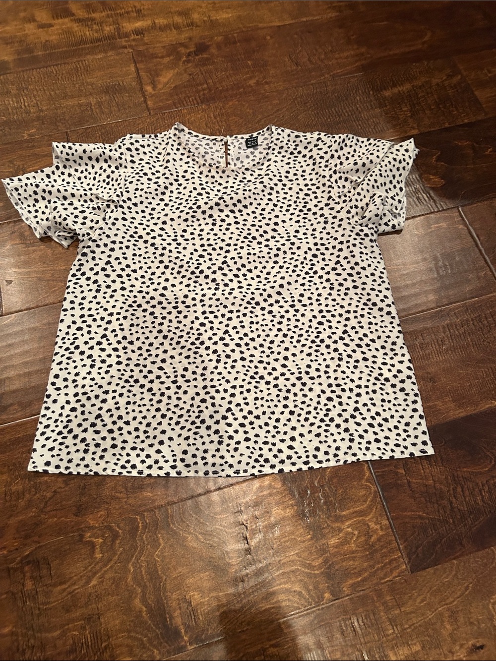 White Short Sleeve Dot Print Top